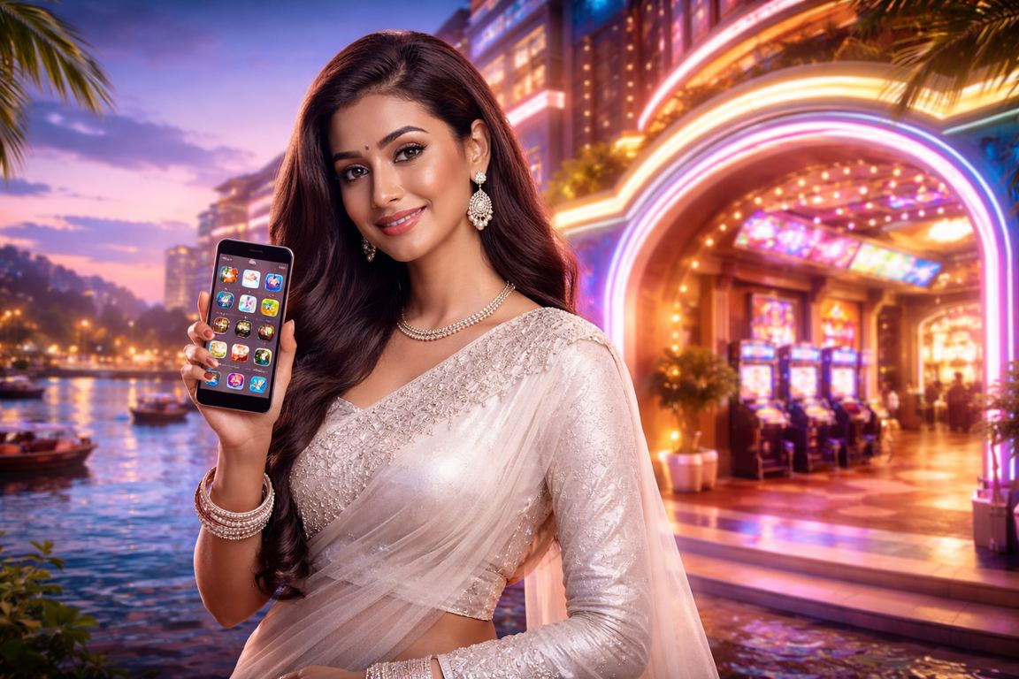 বাংলাদেশে মোবাইলে নিয়ন আলোয় লটারি খেলার দৃশ্য
